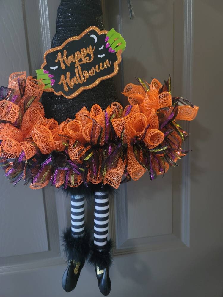 Halloween Witches Hat Wreath, Door wreath,  Halloween wreath