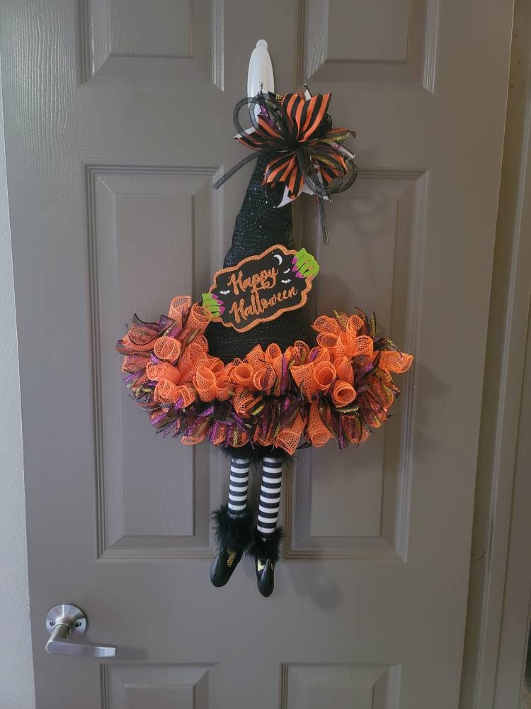 Halloween Witches Hat Wreath, Door wreath,  Halloween wreath