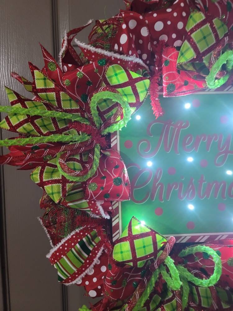 Christmas wreath,  red and green Christmas wreath,  holiday wreath,  winter wreath, front door wreath