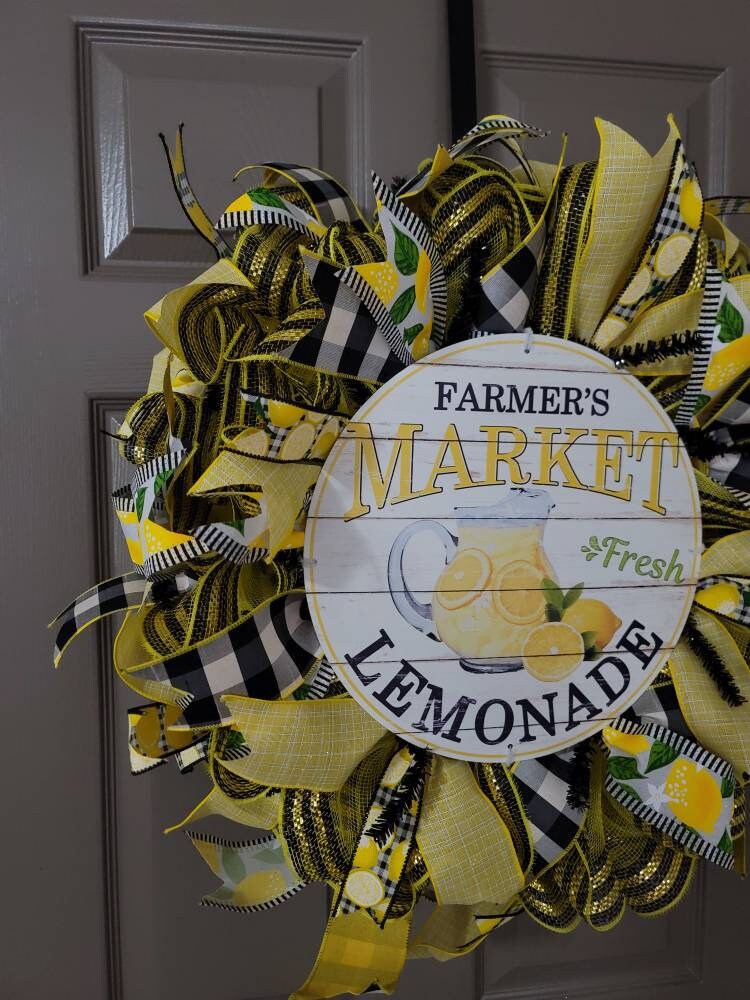 Lemon wreath, Everyday wreath,  Spring wreath, summer wreath,  front door wreath,  door decor