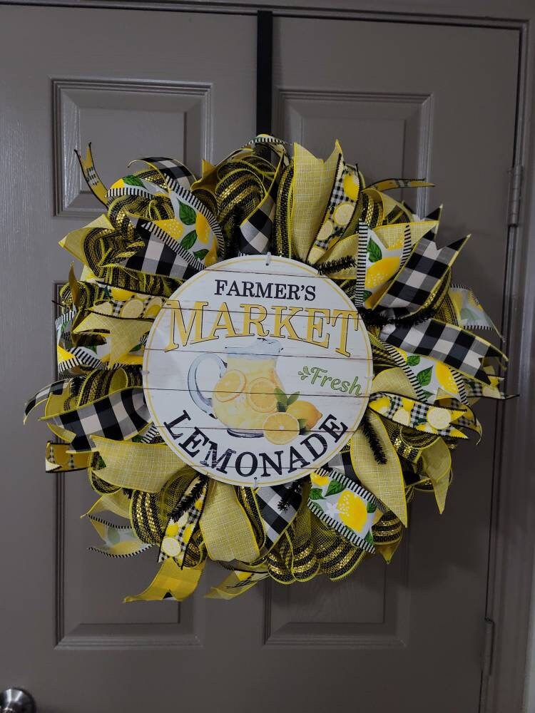 Lemon wreath, Everyday wreath,  Spring wreath, summer wreath,  front door wreath,  door decor