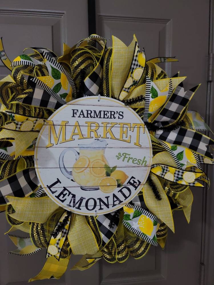 Lemon wreath, Everyday wreath,  Spring wreath, summer wreath,  front door wreath,  door decor