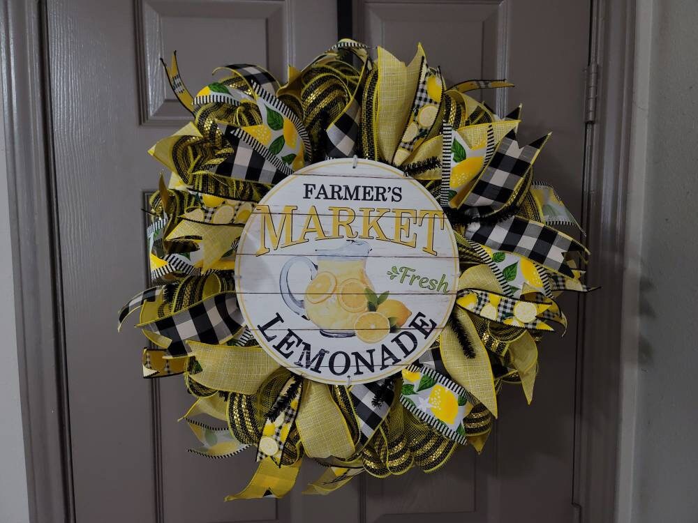 Lemon wreath, Everyday wreath,  Spring wreath, summer wreath,  front door wreath,  door decor