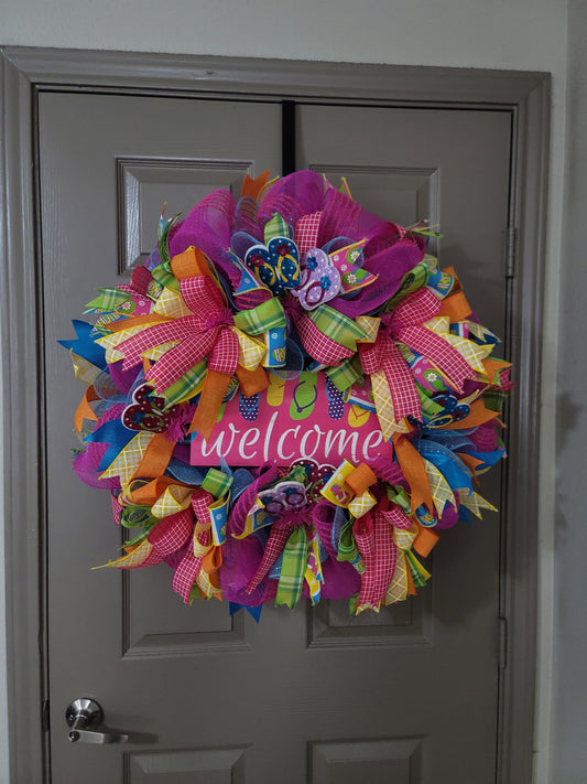 Bright Summer wreath,  seasonal wreath,  flip flop wreath