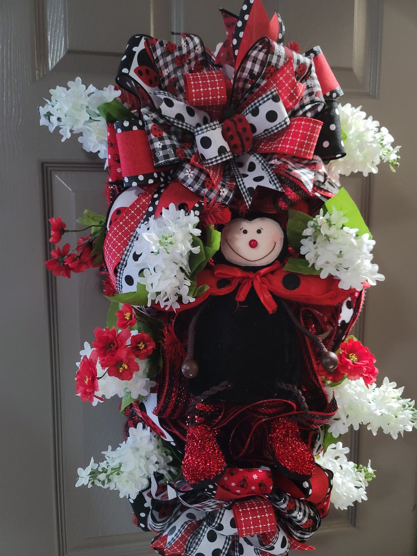 Ladybug swag, Spring, Summer, swag, wreath, seasonal wreath