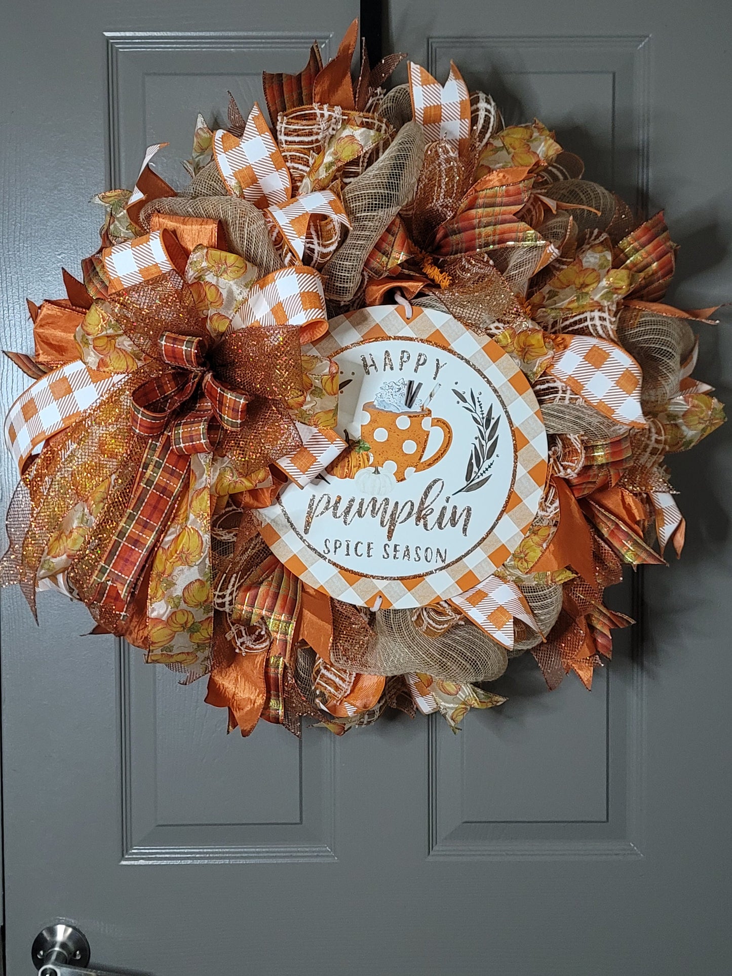 Fall wreath,  orange and brown fall wreath,  Home decor,  door decor