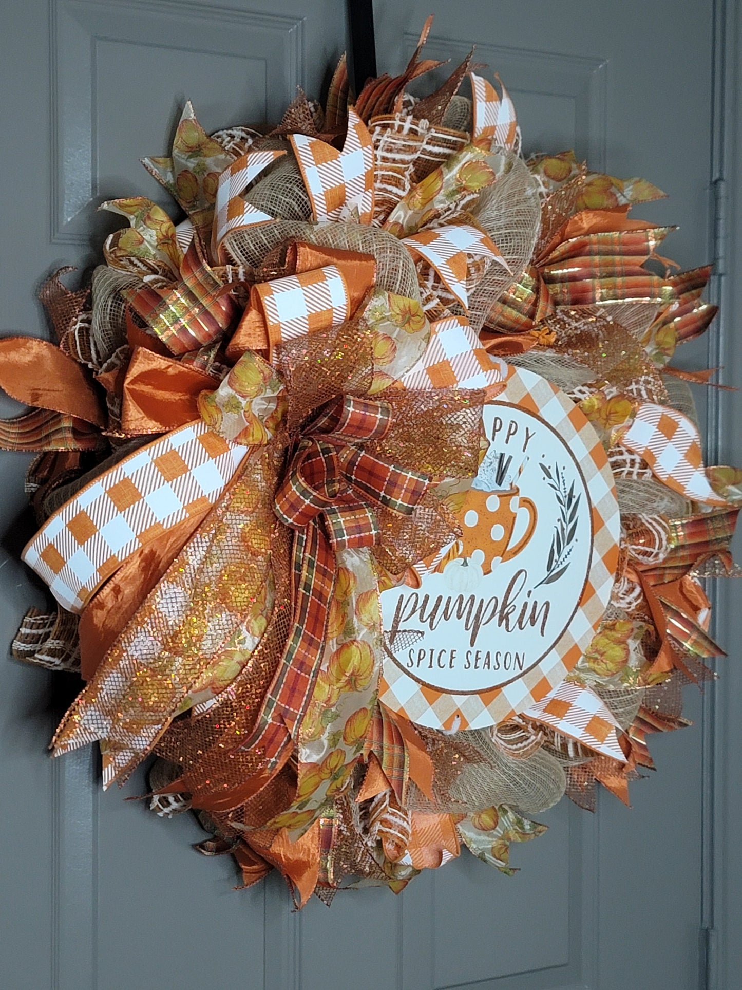 Fall wreath,  orange and brown fall wreath,  Home decor,  door decor