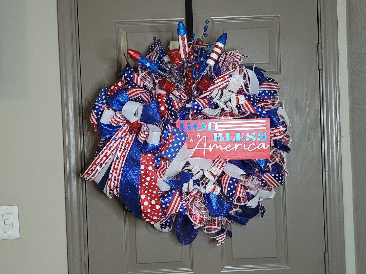 Fourth of July,  Memorial day,  Labor day wreath,  summer wreath,  Red white and blue wreath