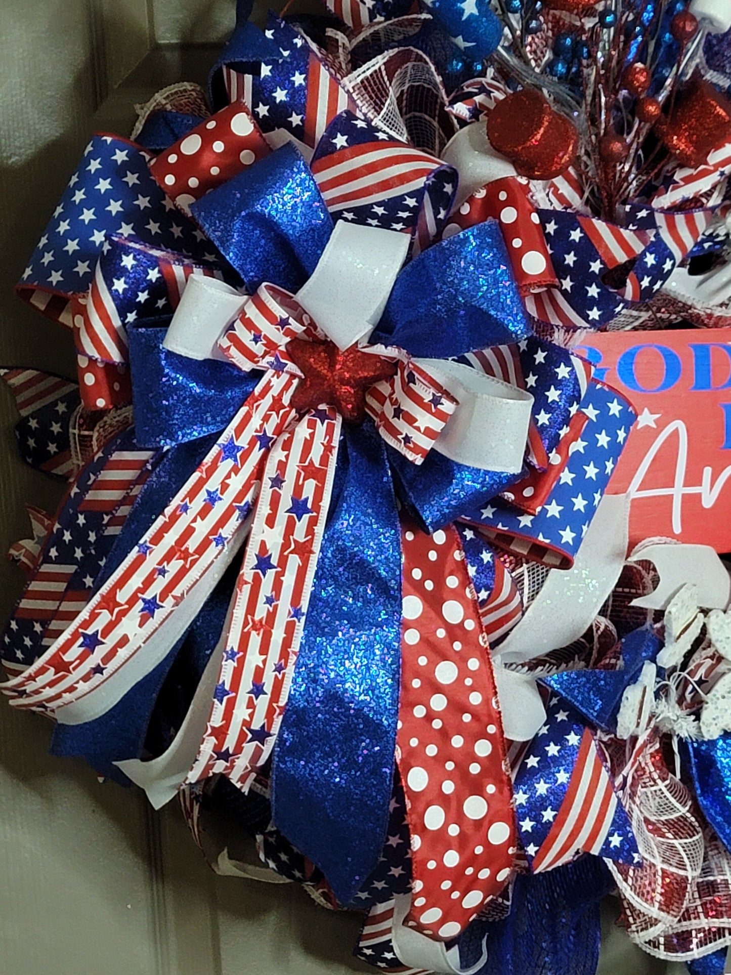 Fourth of July,  Memorial day,  Labor day wreath,  summer wreath,  Red white and blue wreath