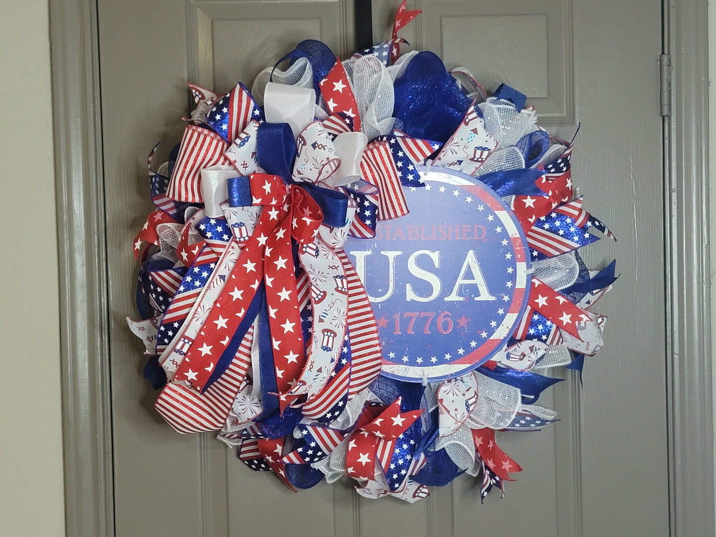 Fourth of July,  Memorial day,  Labor day wreath,  summer wreath,  Red white and blue wreath, Everyday wreath