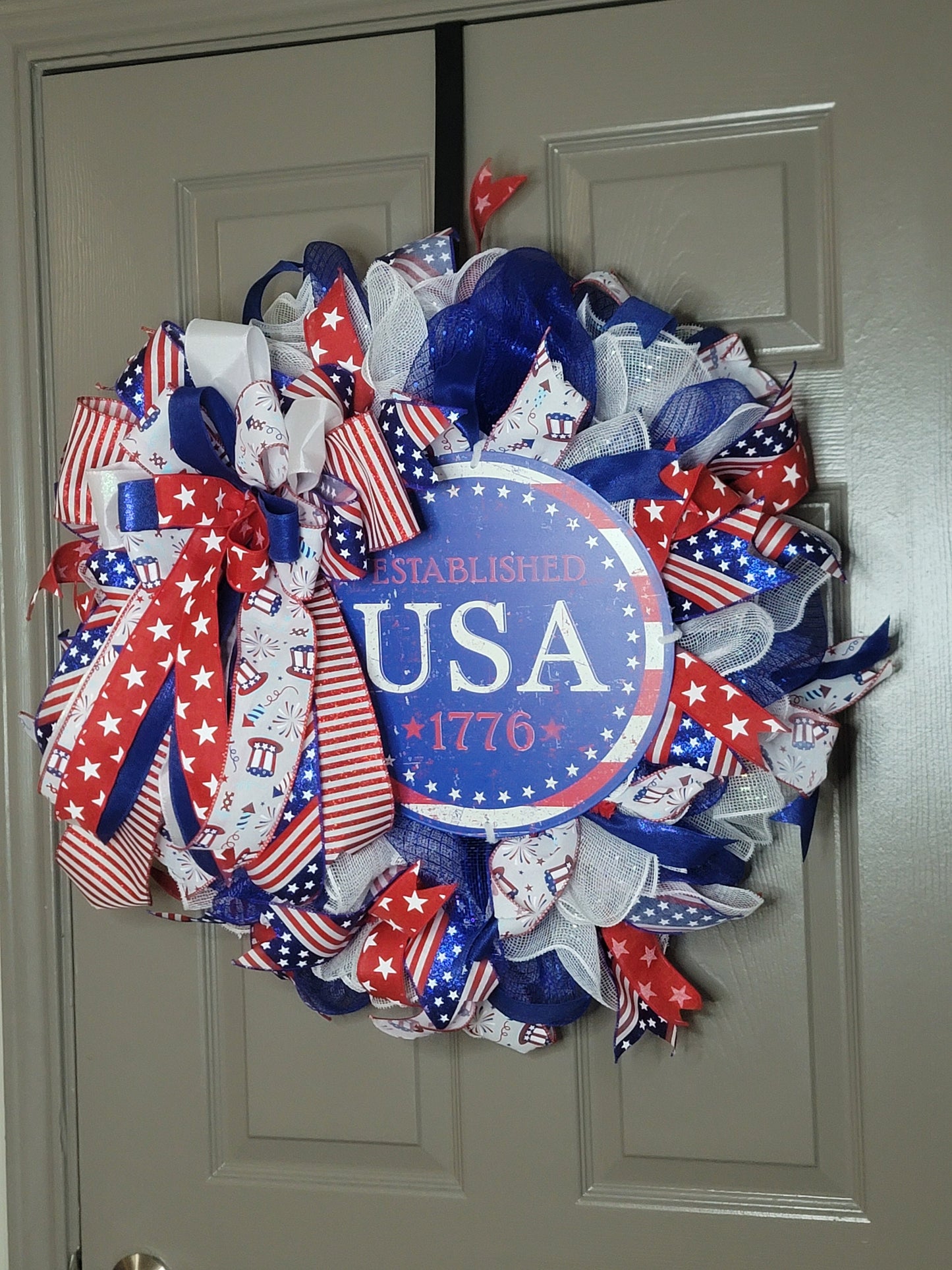 Fourth of July,  Memorial day,  Labor day wreath,  summer wreath,  Red white and blue wreath, Everyday wreath