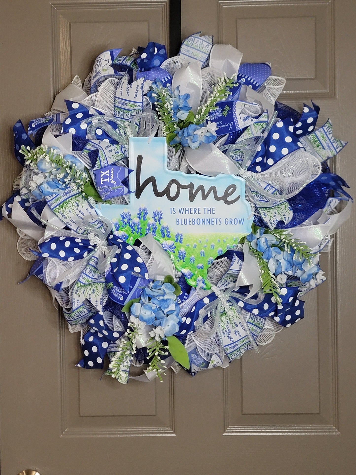 Bluebonnet wreath,  Summer wreath,  Everyday wreath,  Blue and white wreath