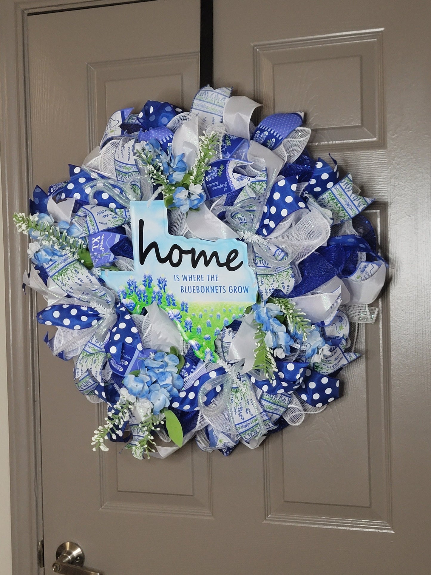 Bluebonnet wreath,  Summer wreath,  Everyday wreath,  Blue and white wreath