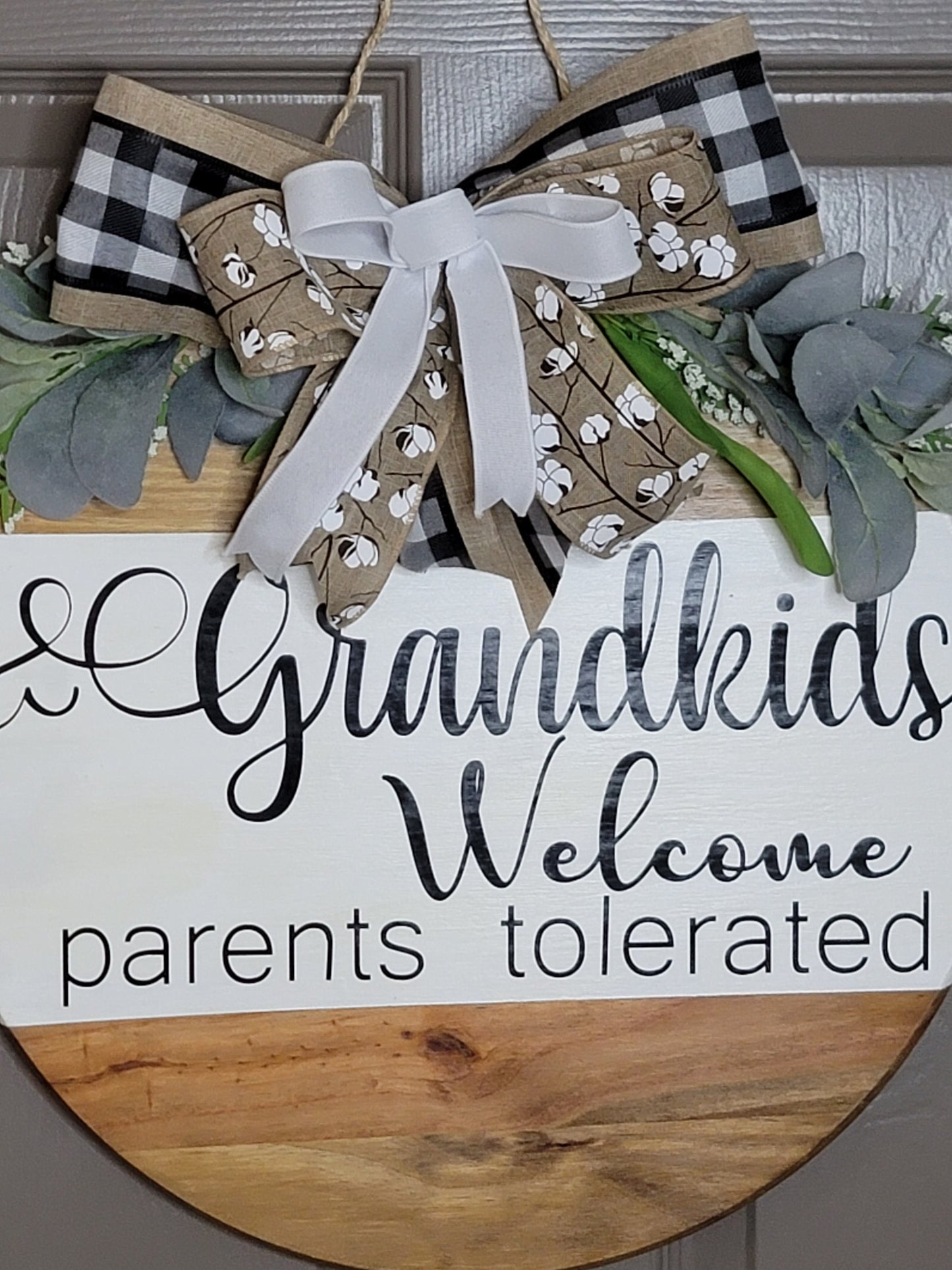 Wood door hanger,  Grandkids door hanger