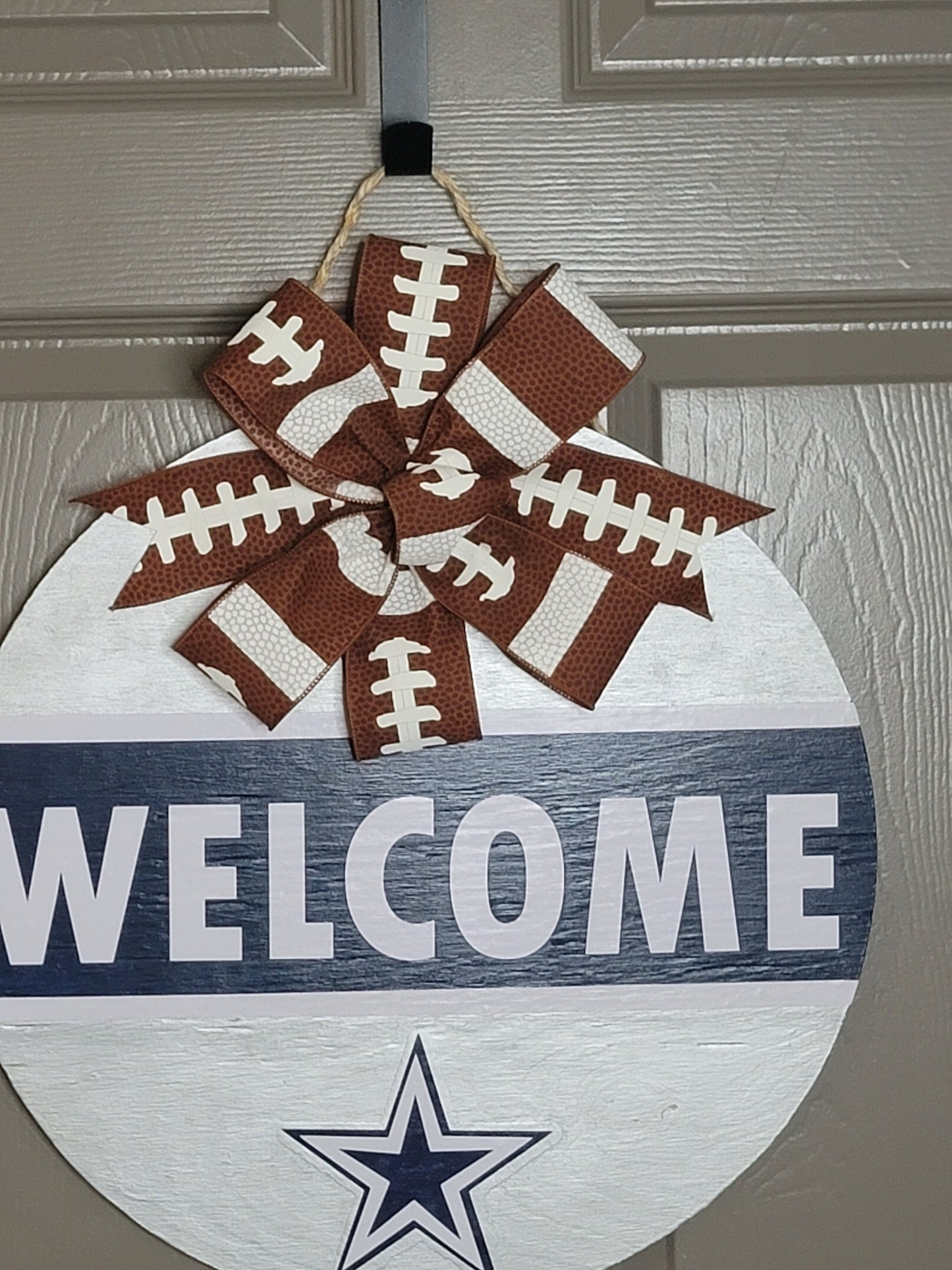 Dallas Cowboys wood door hanger, NFL sport door hanger, Silver and blue door hanger