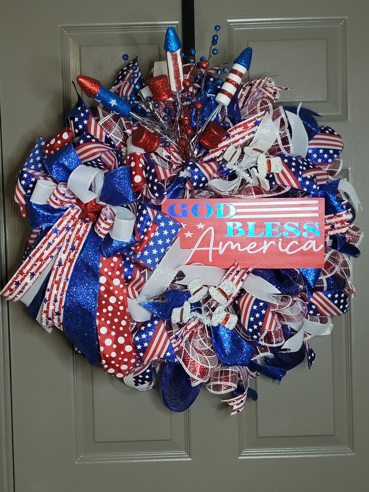 Fourth of July,  Memorial day,  Labor day wreath,  summer wreath,  Red white and blue wreath