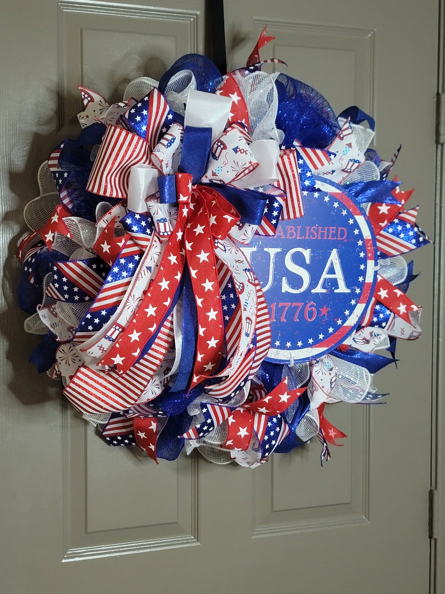 Fourth of July,  Memorial day,  Labor day wreath,  summer wreath,  Red white and blue wreath, Everyday wreath