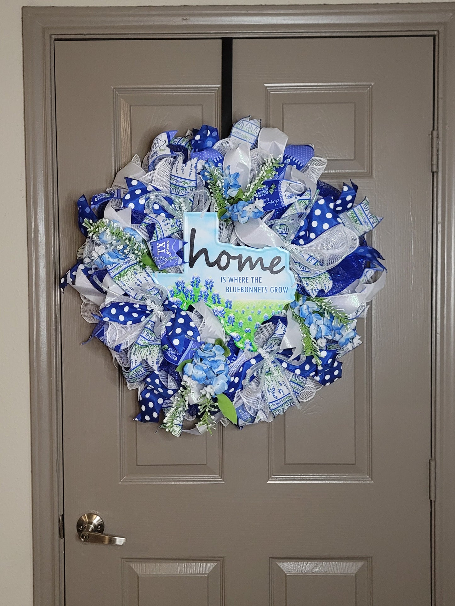 Bluebonnet wreath,  Summer wreath,  Everyday wreath,  Blue and white wreath