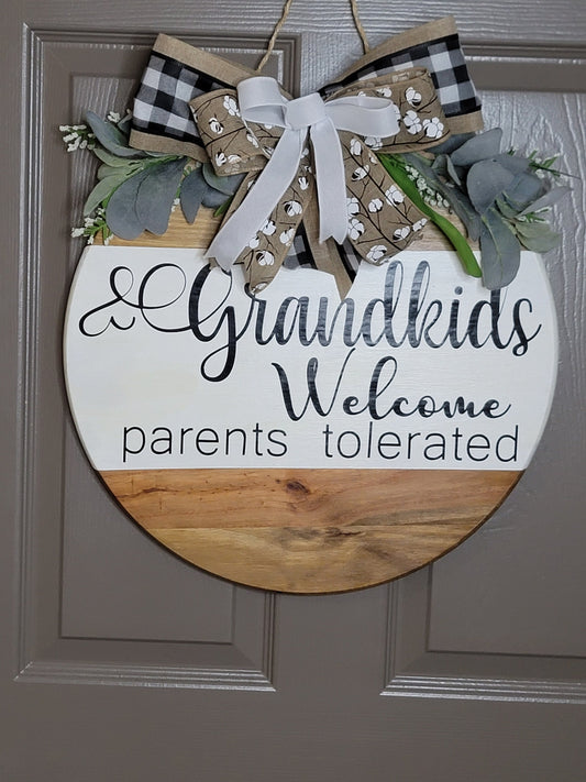 Wood door hanger,  Grandkids door hanger